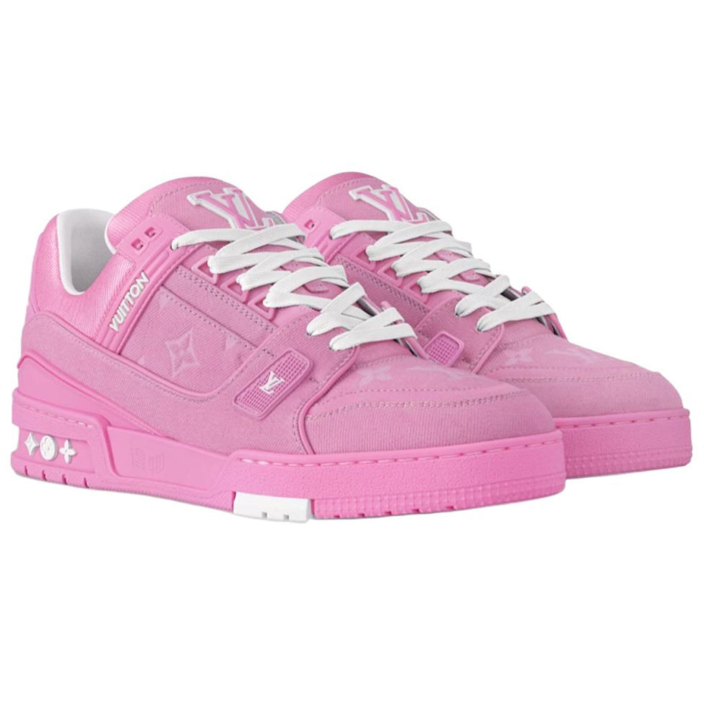 Louis Vuitton Trainer Women's Pink Denim Low-Top Sneakers