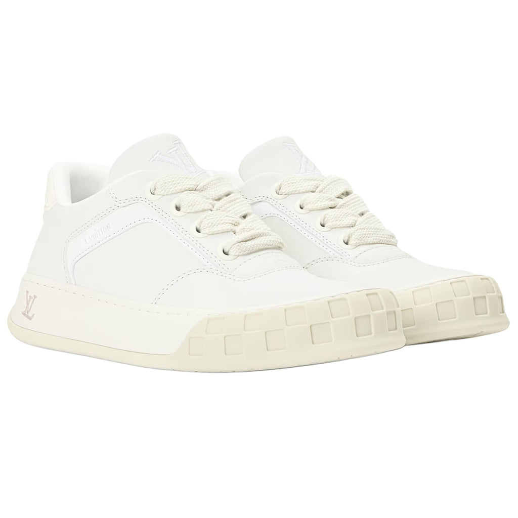 LOUIS VUITTON Tilted Men's White Calfskin Low-Top Sneakers