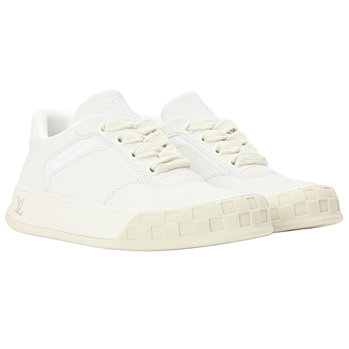 LOUIS VUITTON Tilted Men's White Calfskin Low-Top Sneakers
