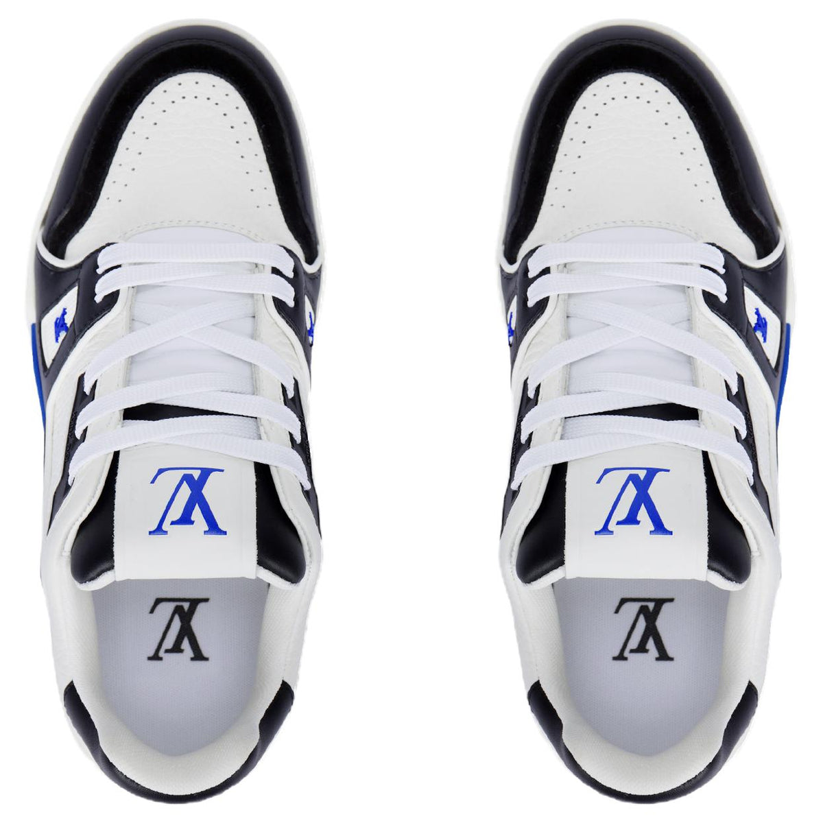 LOUIS VUITTON Trainer Women's Black & White Sneakers with Blue Sole