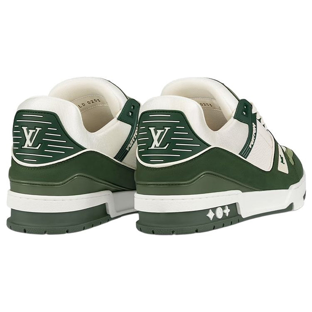 LV Trainer Unisex Low-Top Sneakers, Forest Green & White
