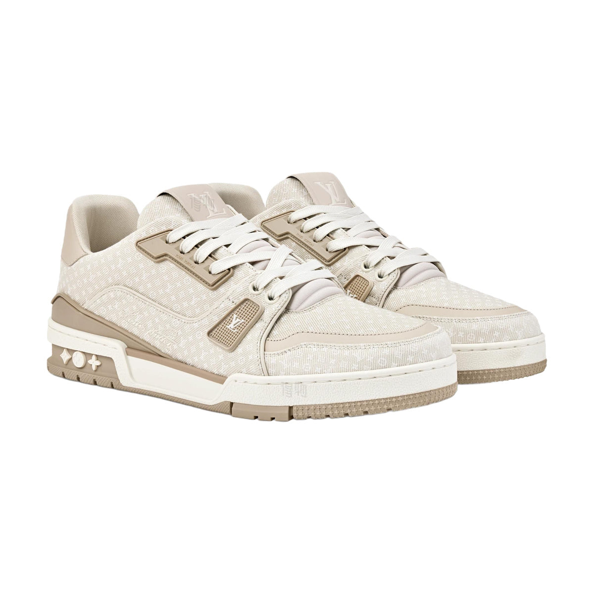 LOUIS VUITTON Trainer Unisex Beige Denim Sneakers