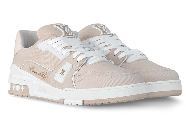 LOUIS VUITTON Trainer Unisex Beige & White Low-Top Sneakers