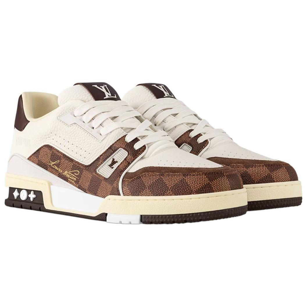 LOUIS VUITTON Trainer Unisex Brown & White Checkerboard Sneakers