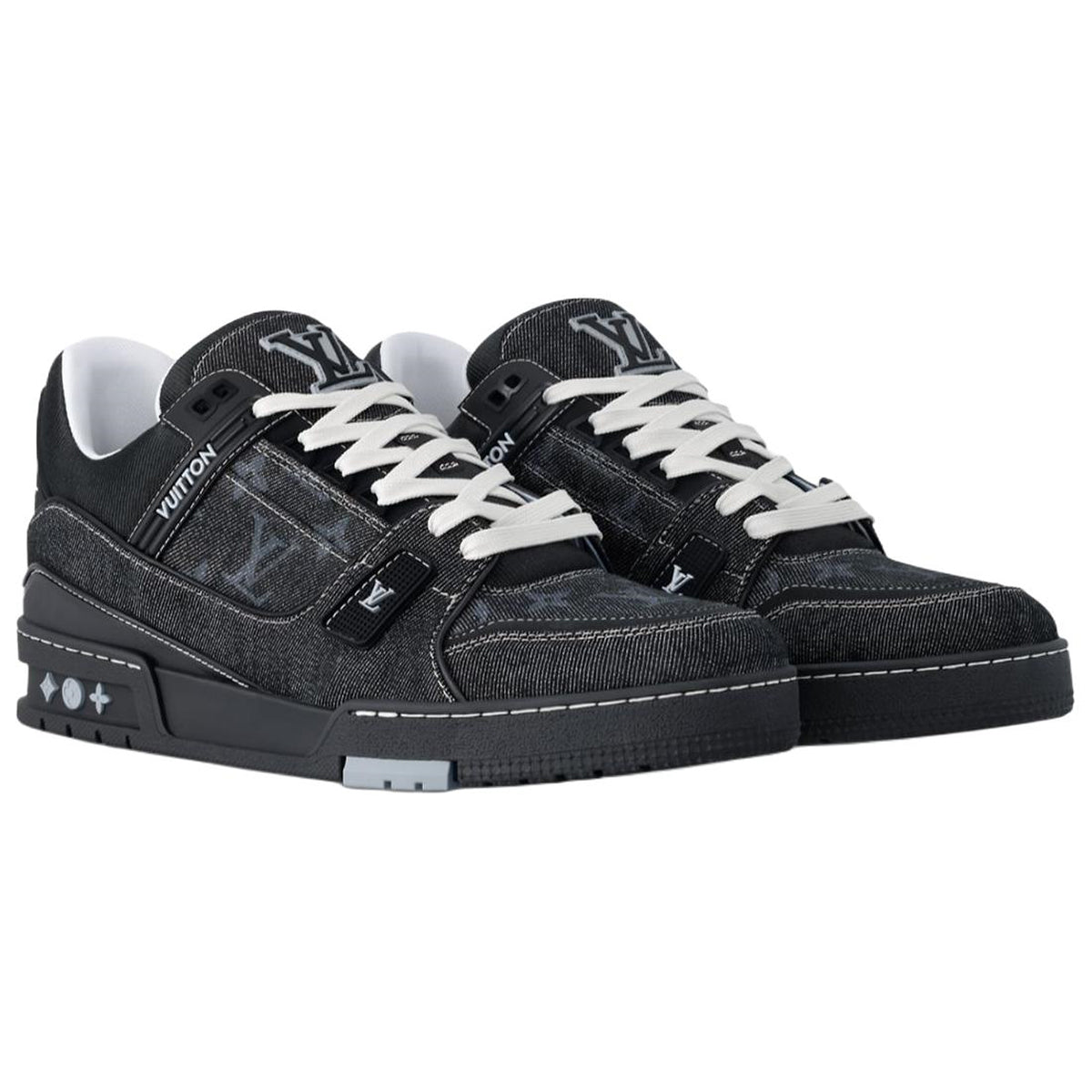 Louis Vuitton Trainer Men's Black Denim Low-Top Sneakers