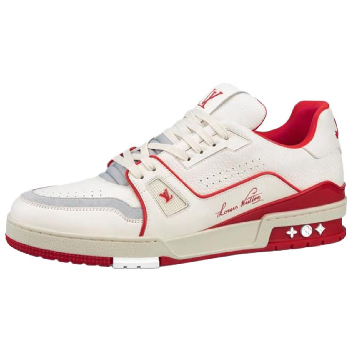 Louis Vuitton Trainer Unisex Low-Top Sneakers, Cream & Red