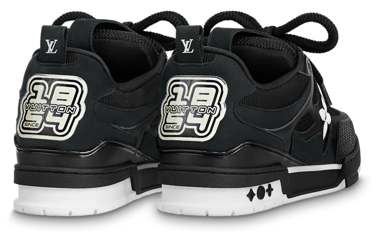 LOUIS VUITTON Skate Men's Black Low-Top Sneakers with White Accents