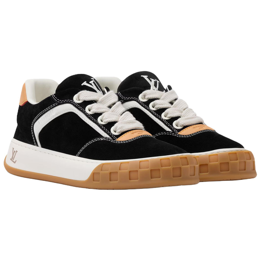 Louis Vuitton Tilted Men's Black Suede Calfskin Sneakers with Gum Sole