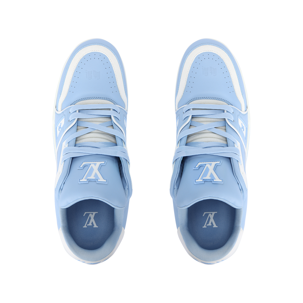 Louis Vuitton Trainer Men's Low-Top Leather Sneakers, Light Blue