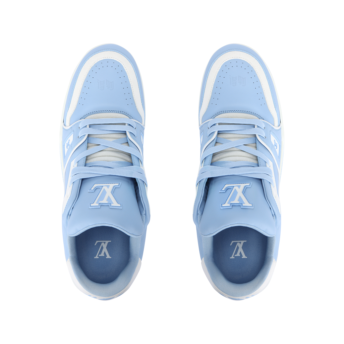Louis Vuitton Trainer Men's Low-Top Leather Sneakers, Light Blue
