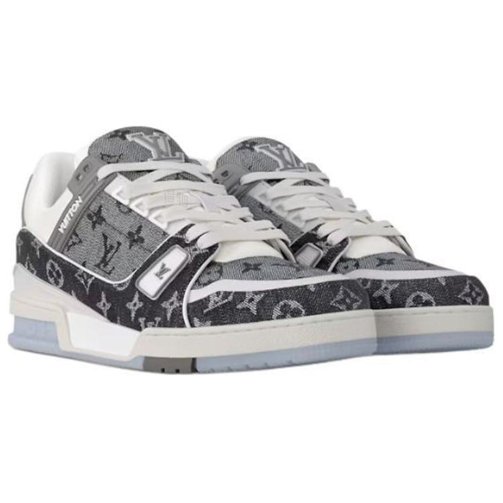 Louis Vuitton Trainer Unisex Low-Top Leather Sneakers, Black, Gray & White