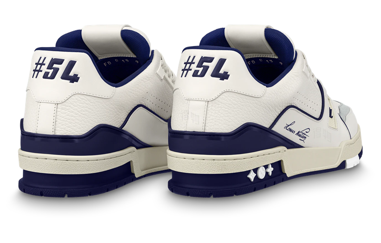 LOUIS VUITTON Trainer Unisex White & Navy Low-Top Sneakers