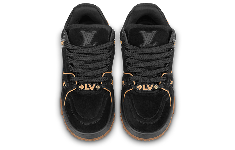 LOUIS VUITTON Trainer Maxi Men's Black Low-Top Sneakers with Gum Sole