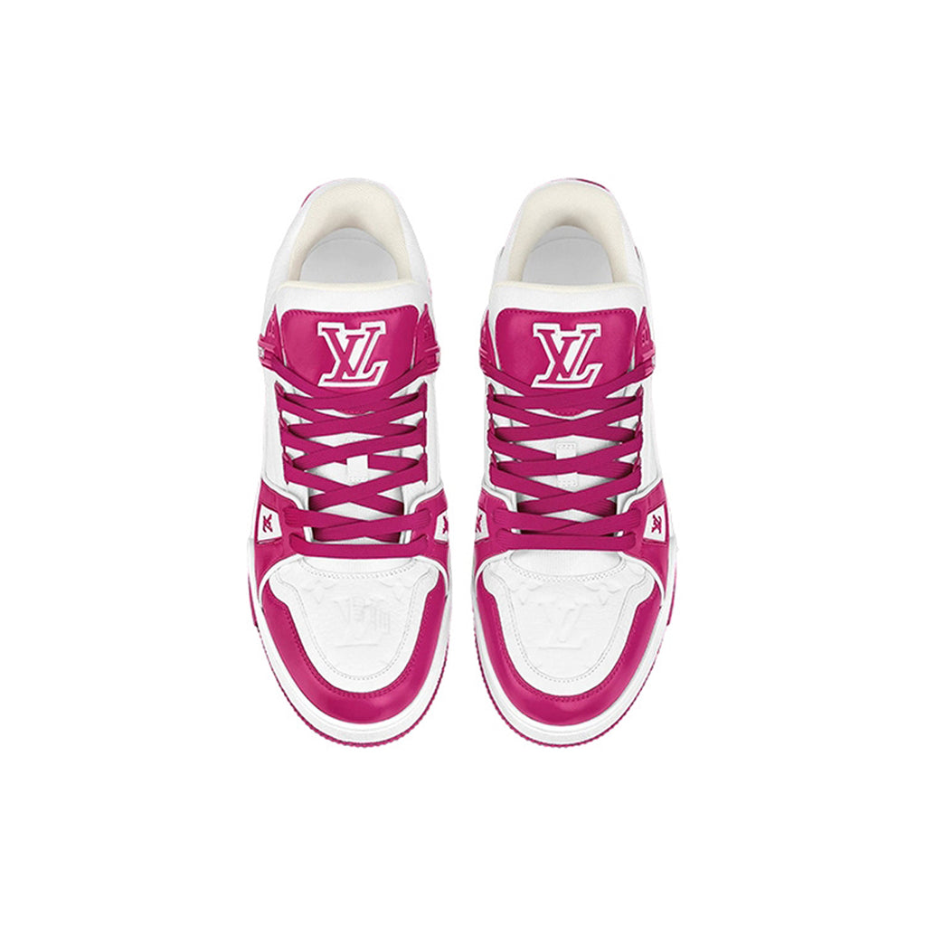 LV Trainer Unisex Low-Top Sneakers, Fuchsia & White