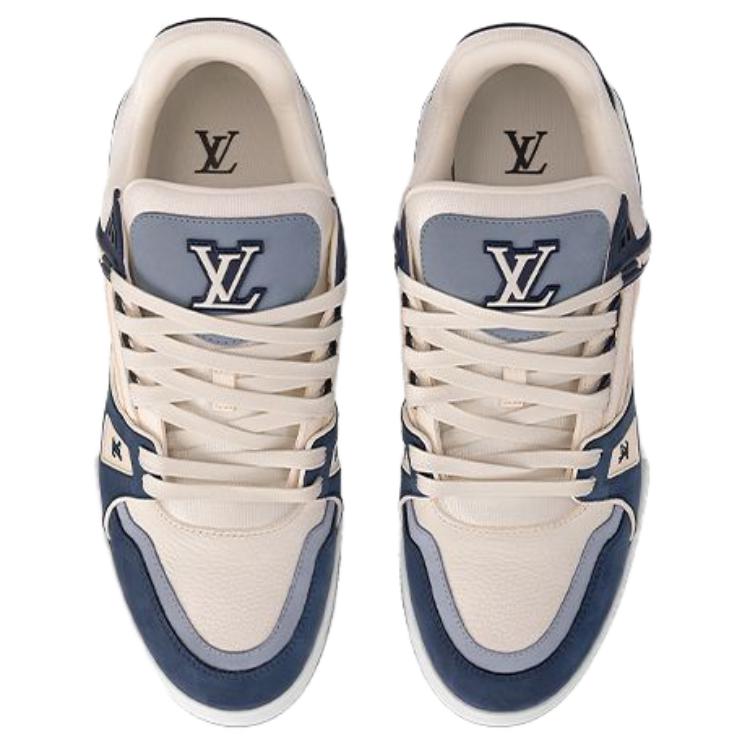 LOUIS VUITTON Trainer Unisex Navy & Cream Low-Top Sneakers