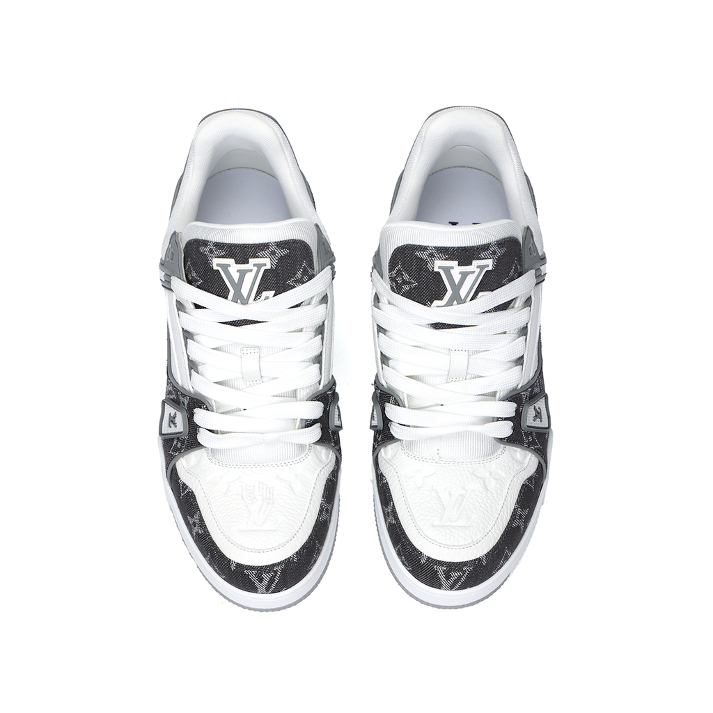 Louis Vuitton Trainer Unisex Sneakers, Gray & White Monogram