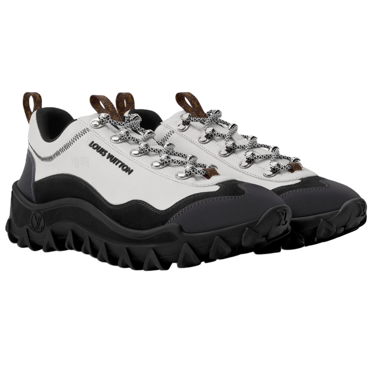 LOUIS VUITTON Rush Xplorer Women's Black & White Leather Chunky Sneakers
