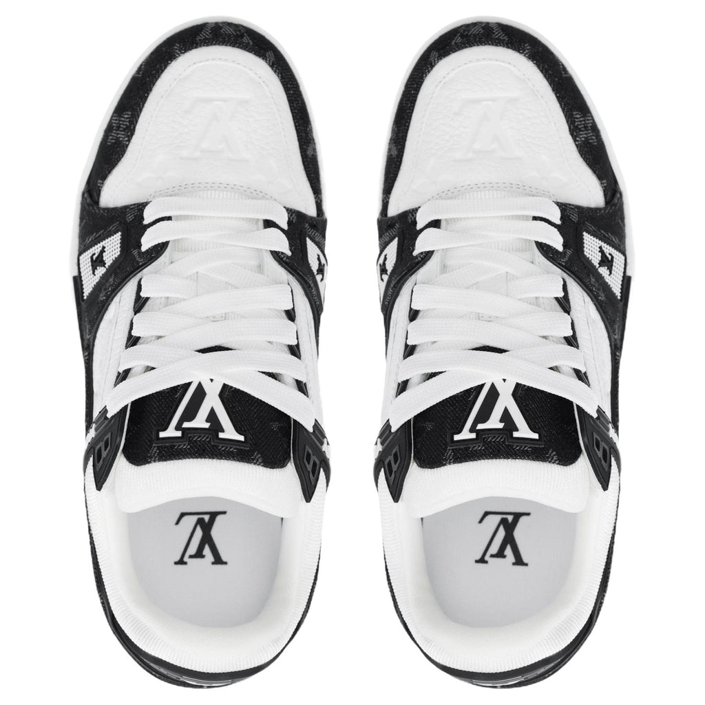 LOUIS VUITTON Trainer Men's Black & White Monogram Sneakers