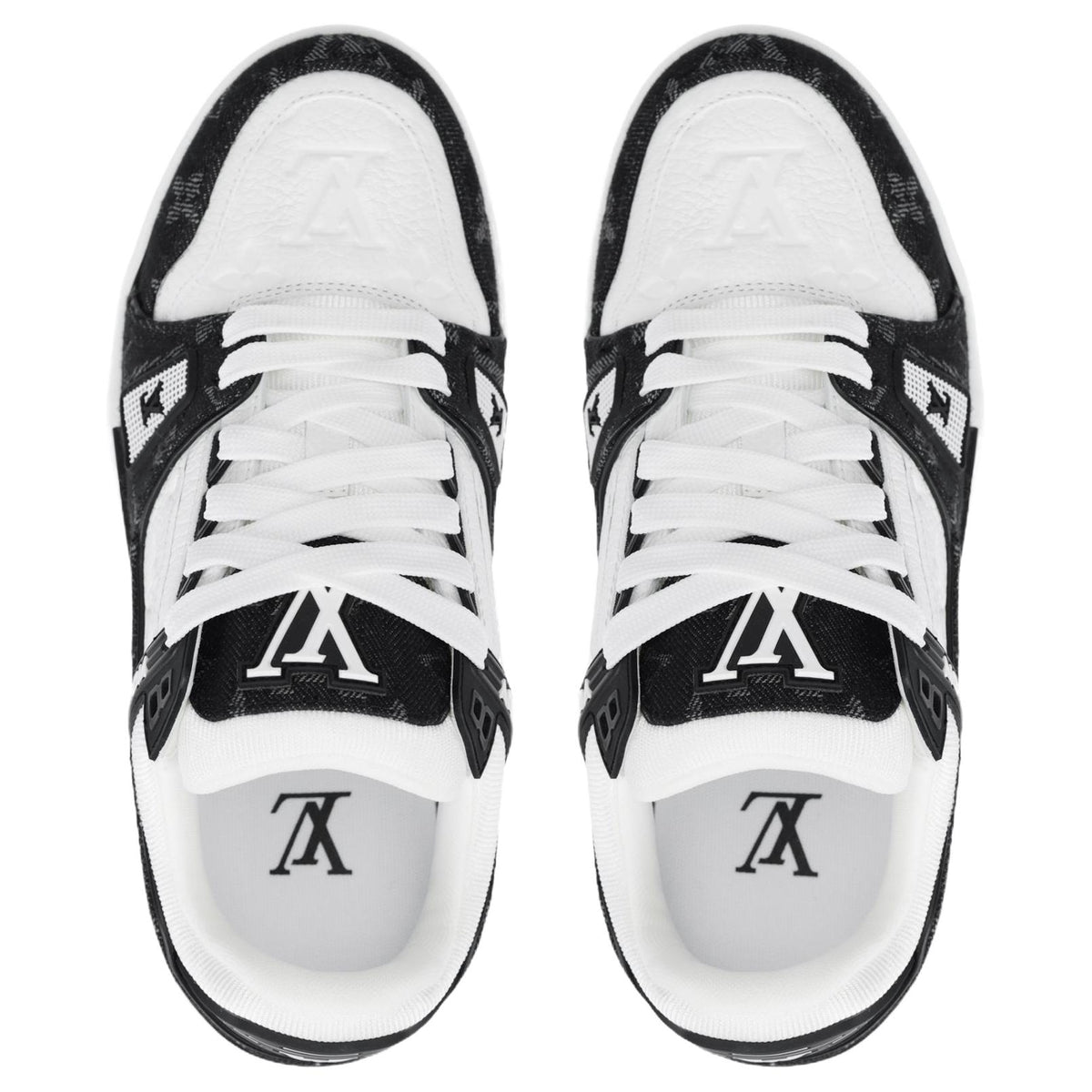 LOUIS VUITTON Trainer Men's Black & White Monogram Sneakers