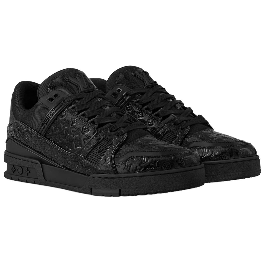 Louis Vuitton Trainer Men's Black Embossed Calfskin Sneakers