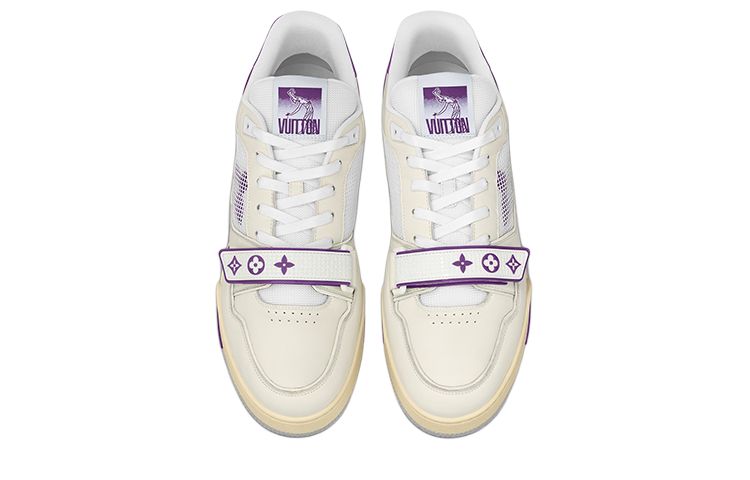 LOUIS VUITTON Trainer Men's White & Purple Strap Sneakers