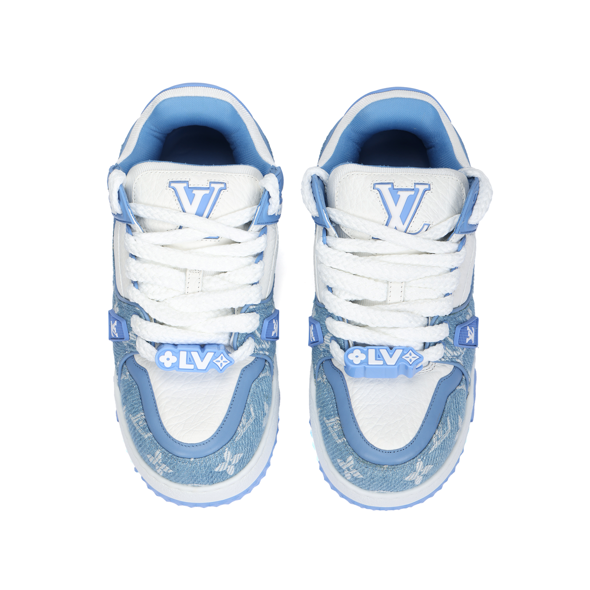 LOUIS VUITTON Trainer Maxi Unisex Blue & White Monogram Sneakers