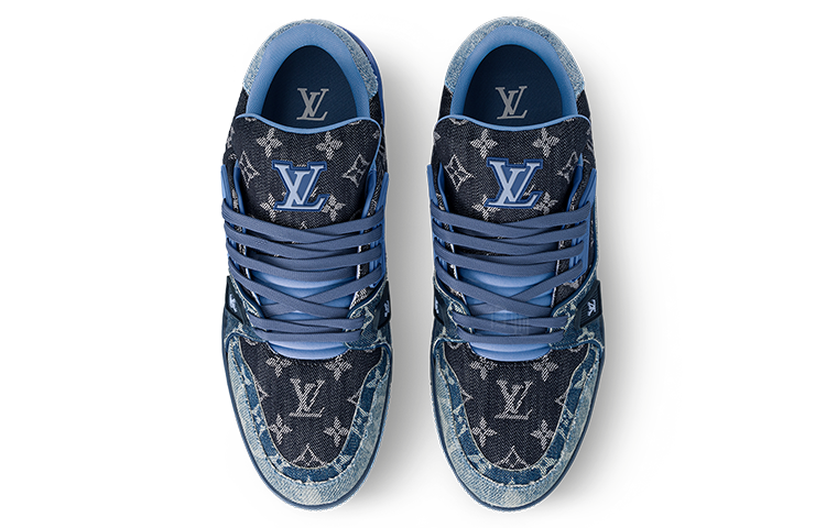LOUIS VUITTON Trainer Unisex Blue Monogram Patchwork Sneakers
