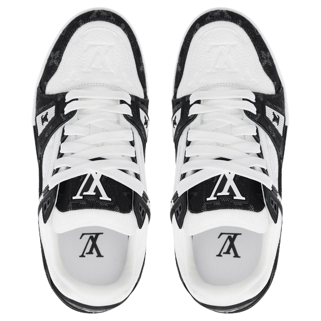 Louis Vuitton Trainer Men's Low-Top Sneakers, Black & White Monogram