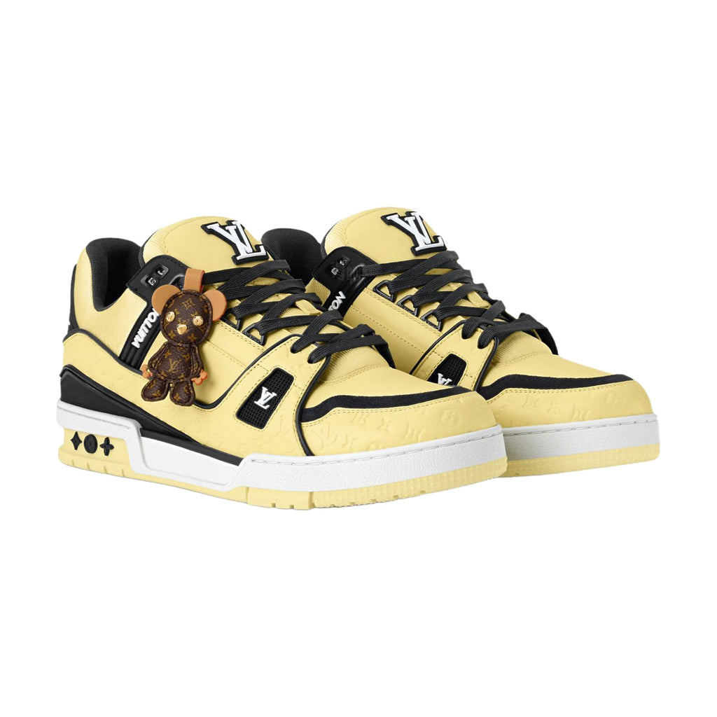LOUIS VUITTON Trainer Men's Yellow & Black Sneakers with Bear Charm