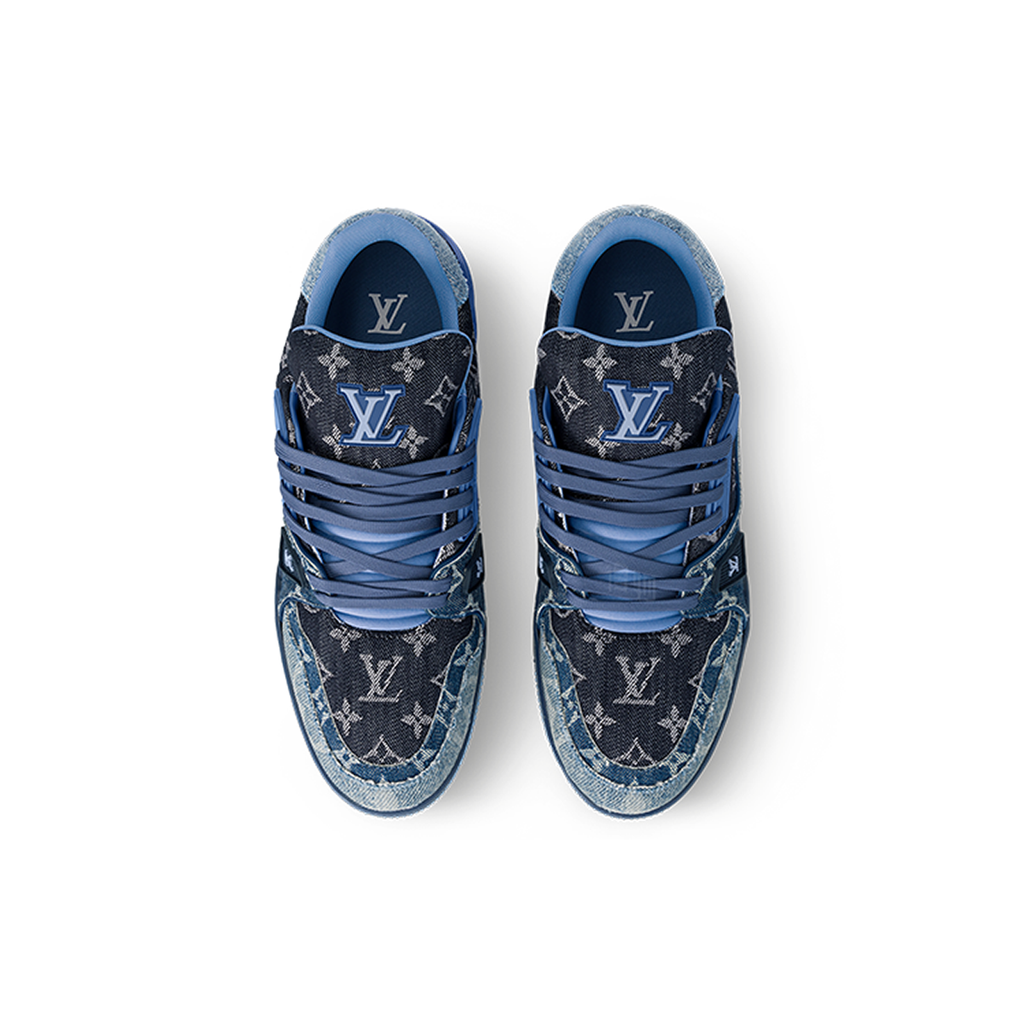 Louis Vuitton Trainer Unisex Low-Top Sneakers, Blue Monogram Denim