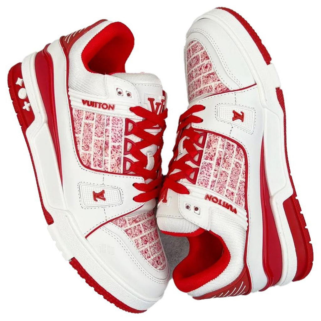 Louis Vuitton x Lady Pink Trainer Men's Low-Top Sneakers, White & Red