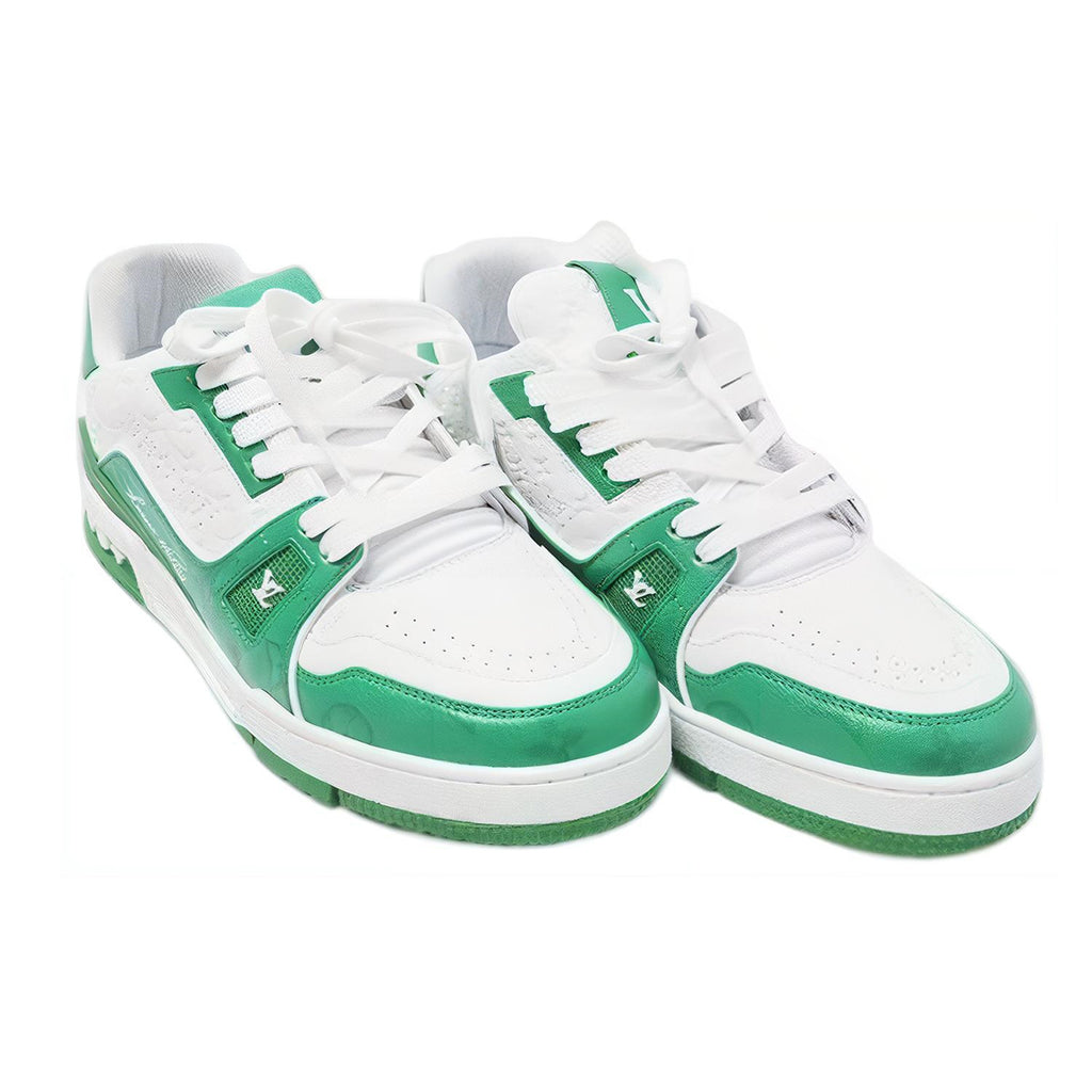 Louis Vuitton Trainer Low-Top Sneakers, Green & White