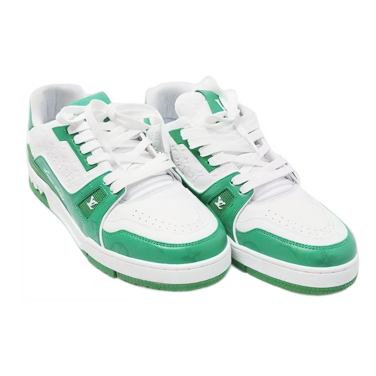 Louis Vuitton Trainer Low-Top Sneakers, Green & White