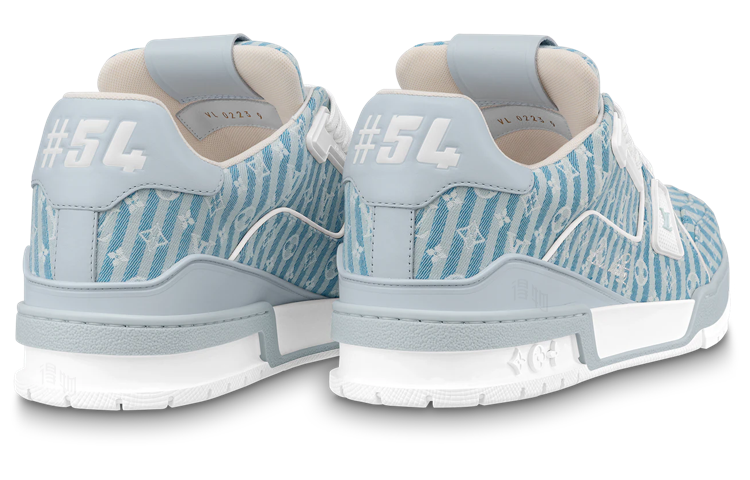 LOUIS VUITTON Trainer Unisex Light Blue Striped Monogram Sneakers