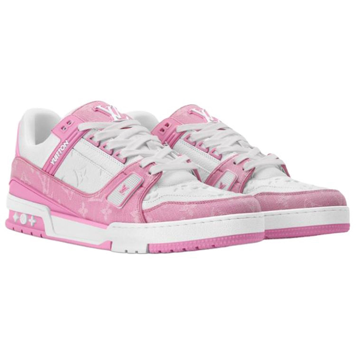 Louis Vuitton Trainer Men's Rose Pink & White Calfskin Sneakers