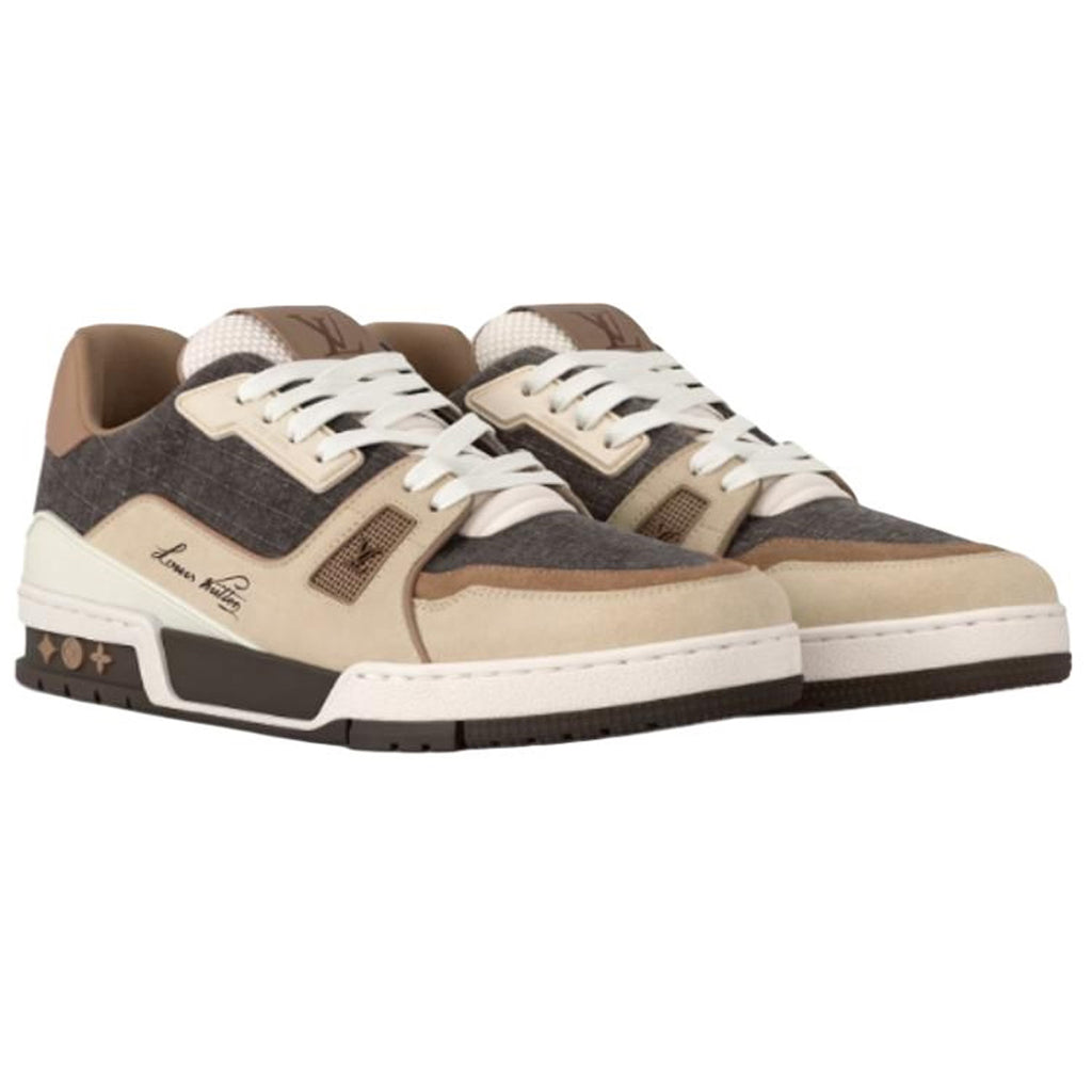 Louis Vuitton Trainer Men's Beige & Charcoal Low-Top Sneakers