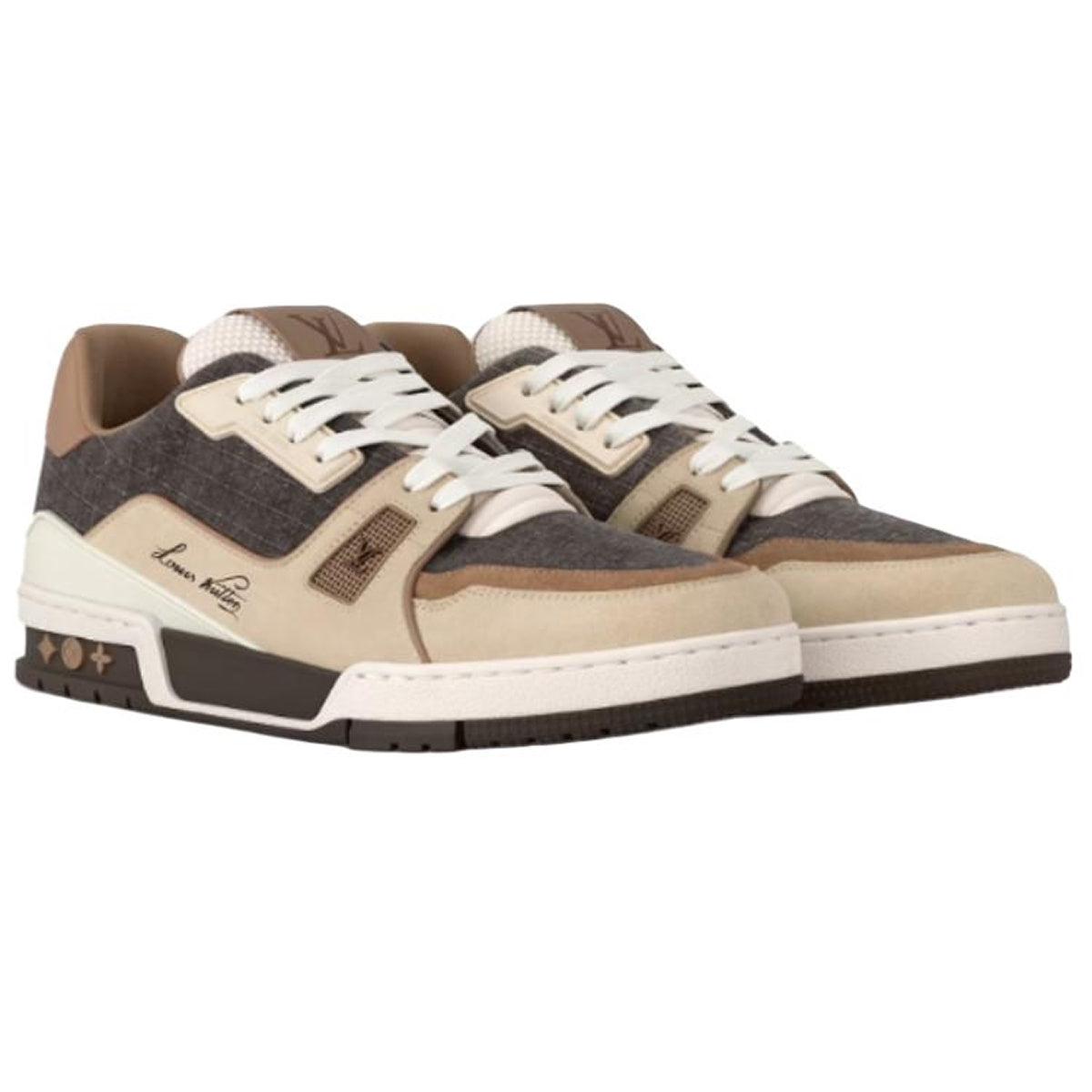 Louis Vuitton Trainer Men's Beige & Charcoal Low-Top Sneakers