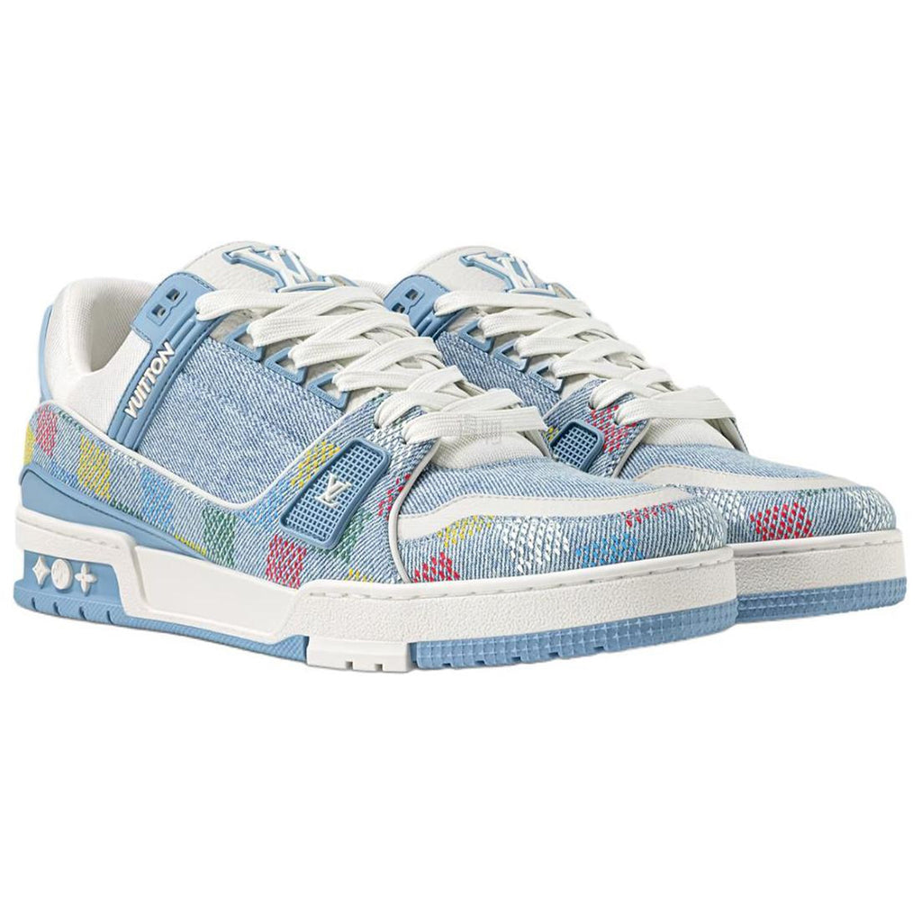 Louis Vuitton Trainer Unisex Blue Denim Sneakers, Multicolor