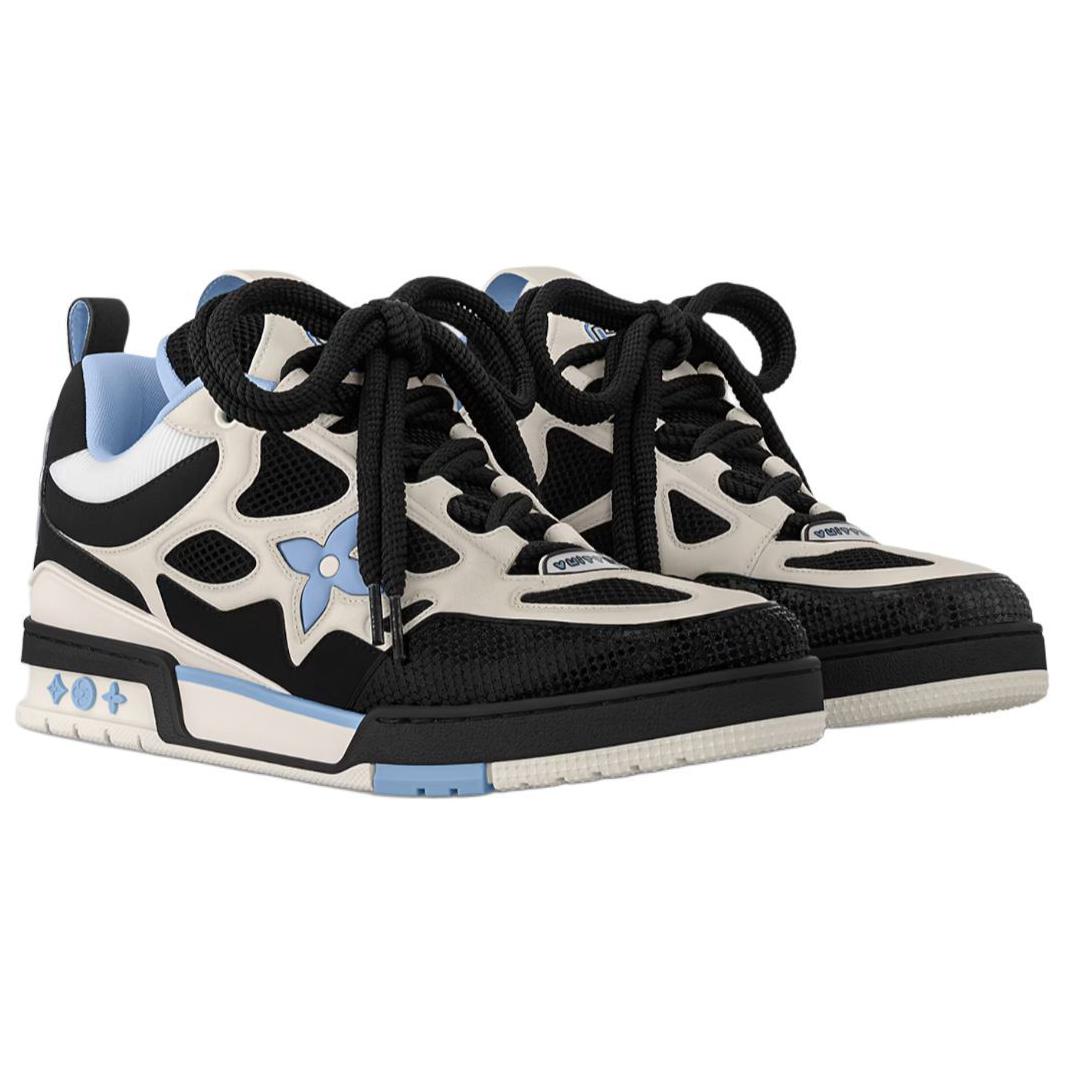 LOUIS VUITTON Skate Men's Black & White Sneakers with Blue Accents
