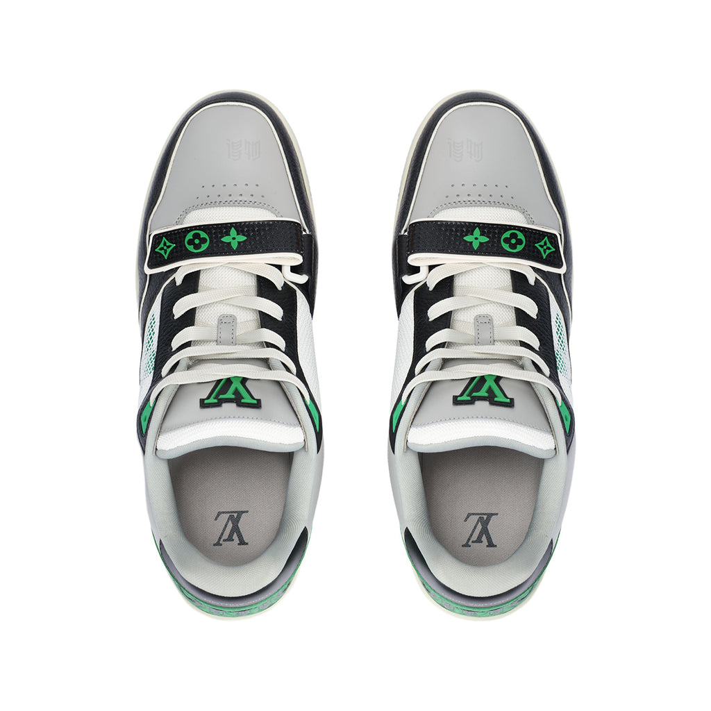 Louis Vuitton Trainer Unisex Low-Top Sneakers, Black, Green & White