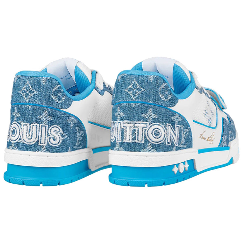 Louis Vuitton Trainer Men's Low-Top Sneakers, Blue & White Floral