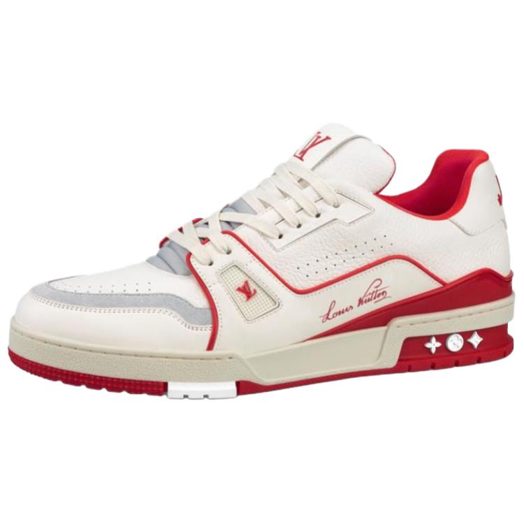 LOUIS VUITTON Trainer Unisex White & Red Low-Top Sneakers