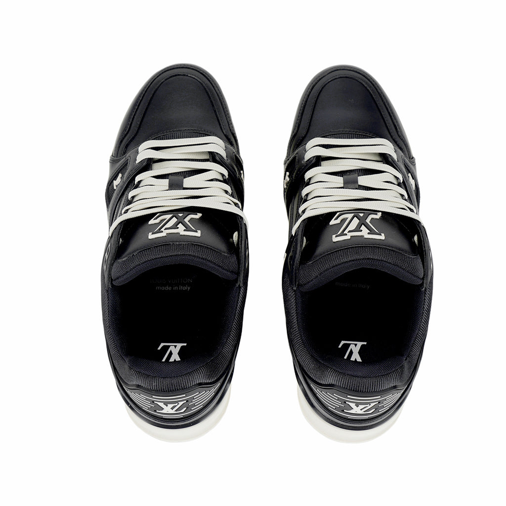Louis Vuitton Trainer Men's Low-Top Leather Sneakers, Black