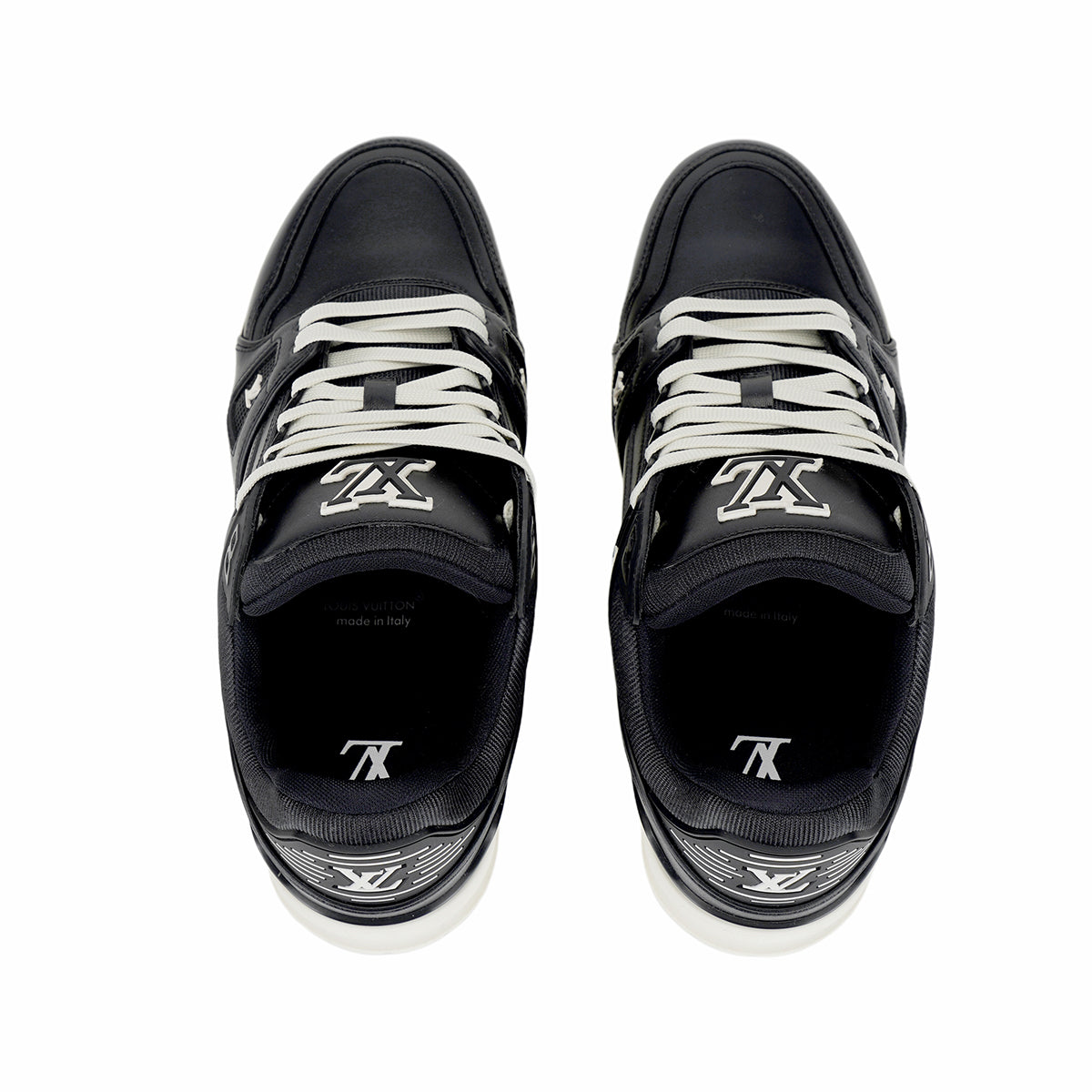 Louis Vuitton Trainer Men's Low-Top Leather Sneakers, Black