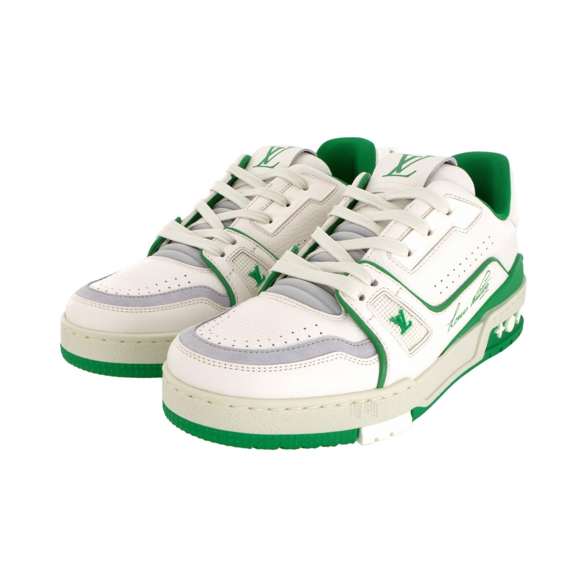 LOUIS VUITTON Trainer 54 Unisex White & Green Low-Top Sneakers