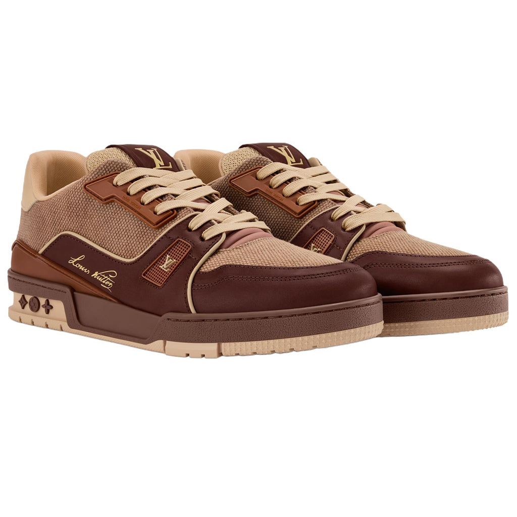 Louis Vuitton Trainer Men's Chestnut Brown & Tan Calfskin Sneakers