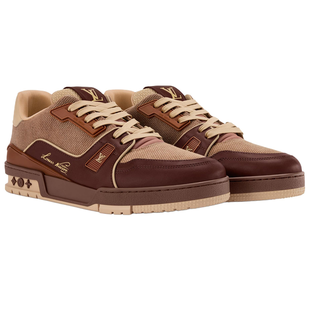 Louis Vuitton Trainer Men's Chestnut Brown & Tan Calfskin Sneakers
