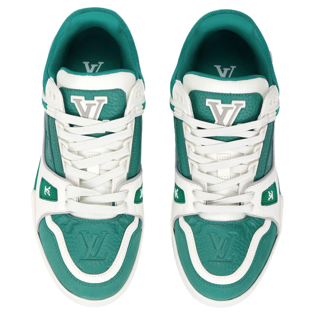 LOUIS VUITTON Trainer Women's Green & White Leather Sneakers
