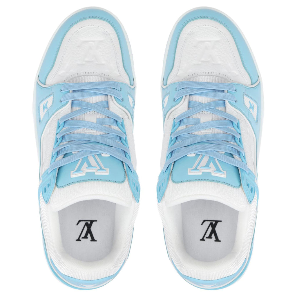 LOUIS VUITTON Trainer Unisex Light Blue & White Low-Top Sneakers