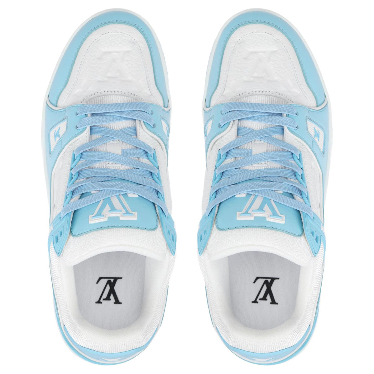 LOUIS VUITTON Trainer Unisex Light Blue & White Low-Top Sneakers